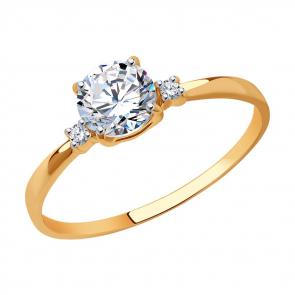 Золотое кольцо SOKOLOV с фианитом 019034 фото