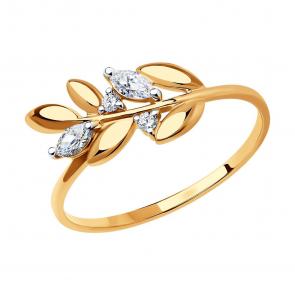 Золотое кольцо SOKOLOV с фианитом 019035 фото