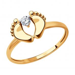 Золотое кольцо SOKOLOV с фианитом 019036 фото