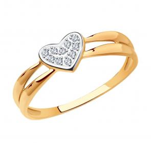 Золотое кольцо SOKOLOV с фианитом 019039 фото