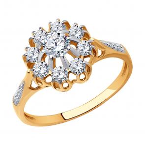 Золотое кольцо SOKOLOV с фианитом 019040 фото