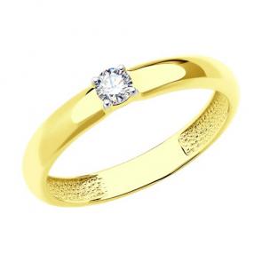 Кольцо из лимонного золота SOKOLOV с фианитом 019047-2 фото