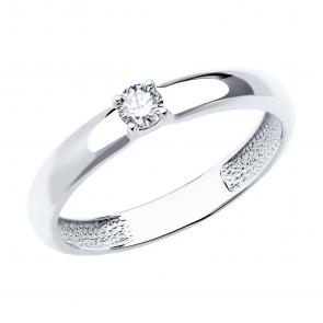 Кольцо из белого золота SOKOLOV с фианитом 019047-3 фото