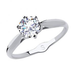 Кольцо из белого золота SOKOLOV с фианитом 019049-3 фото