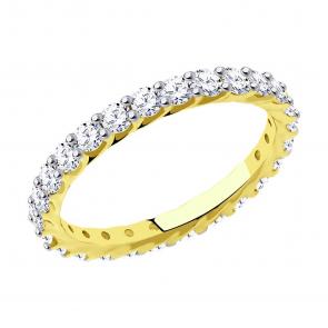 Кольцо из лимонного золота SOKOLOV с фианитом 019052-2 фото