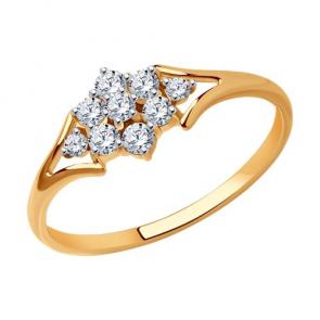 Золотое кольцо SOKOLOV с фианитом 019060 фото