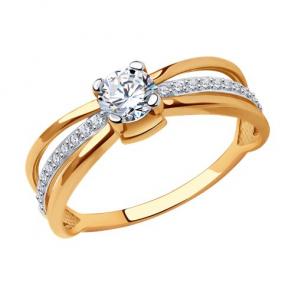 Золотое кольцо SOKOLOV с фианитом 019068 фото