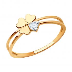 Золотое кольцо SOKOLOV с фианитом 019069 фото