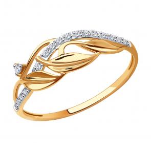 Золотое кольцо SOKOLOV с фианитом 019071 фото