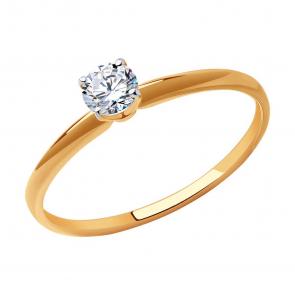 Золотое кольцо SOKOLOV с фианитом 019087 фото