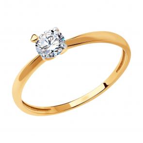 Золотое кольцо SOKOLOV с фианитом 019104 фото