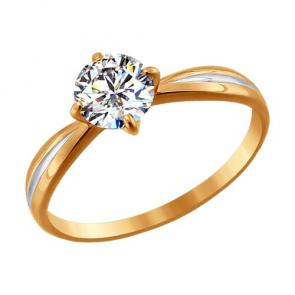 Золотое кольцо SOKOLOV с фианитом 019112 фото