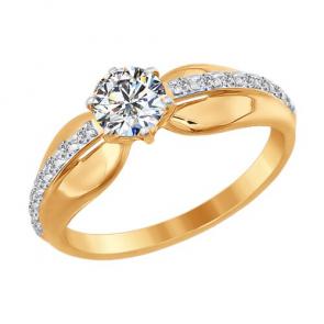 Золотое кольцо SOKOLOV с фианитом 019119 фото