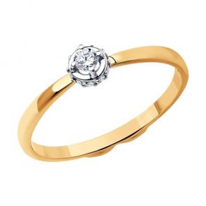 Золотое кольцо SOKOLOV с фианитом 019145 фото