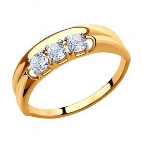 Золотое кольцо SOKOLOV с фианитом 019151 фото