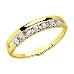 Кольцо из лимонного золота SOKOLOV с фианитом 019154-2 фото