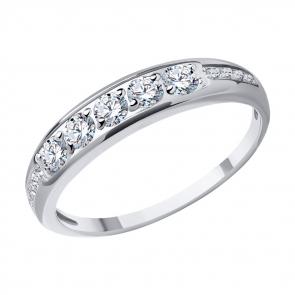 Кольцо из белого золота SOKOLOV с фианитом 019169-3 фото