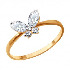 Золотое кольцо SOKOLOV с фианитом 019179 фото