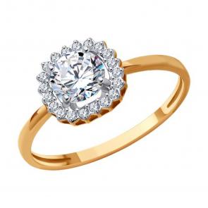 Золотое кольцо SOKOLOV с фианитом 019190 фото