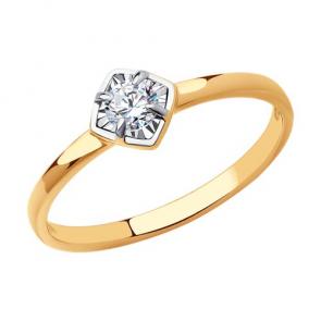 Золотое кольцо SOKOLOV с фианитом 019211 фото