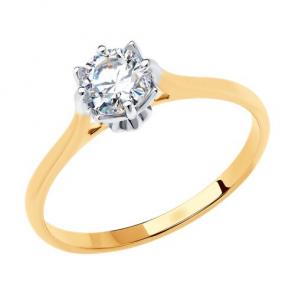 Золотое кольцо SOKOLOV с фианитом 019219 фото