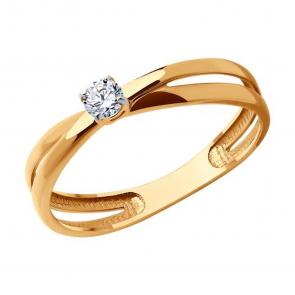 Золотое кольцо SOKOLOV с фианитом 019265 фото