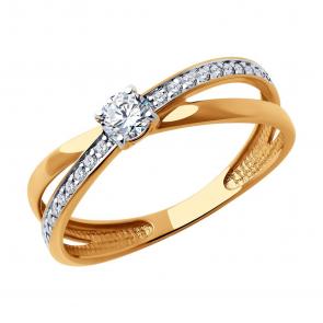 Золотое кольцо SOKOLOV с фианитом 019283 фото