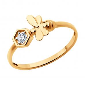 Золотое кольцо SOKOLOV с фианитом 019303 фото