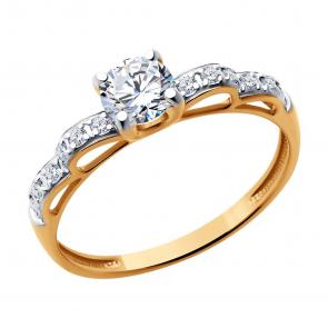 Золотое кольцо SOKOLOV с фианитом 019321 фото