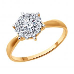 Золотое кольцо SOKOLOV с фианитом 019327 фото