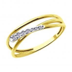 Кольцо из лимонного золота SOKOLOV с фианитом 019328-2 фото