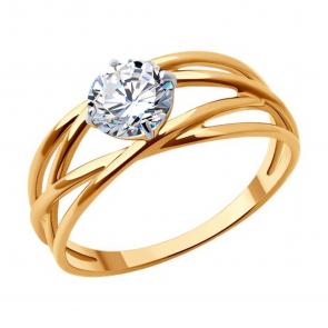 Золотое кольцо SOKOLOV с фианитом 019343 фото