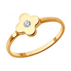 Золотое кольцо SOKOLOV с фианитом 019347 фото