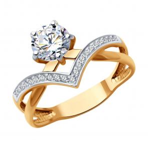 Золотое кольцо SOKOLOV с фианитом 019350 фото