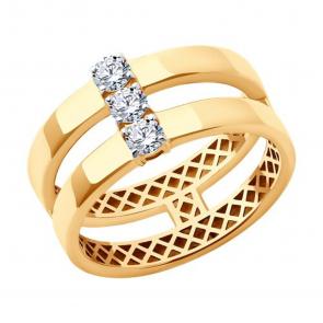 Золотое кольцо SOKOLOV с фианитом 019356 фото