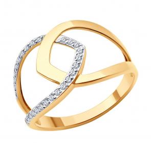 Золотое кольцо SOKOLOV с фианитом 019359 фото