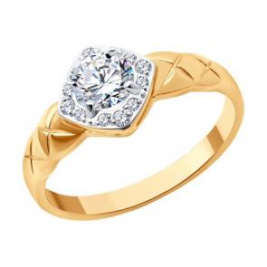 Золотое кольцо SOKOLOV с фианитом 019360 фото