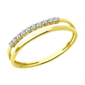 Кольцо из лимонного золота SOKOLOV с фианитом 019373-2 фото