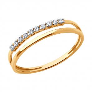 Золотое кольцо SOKOLOV с фианитом 019373 фото