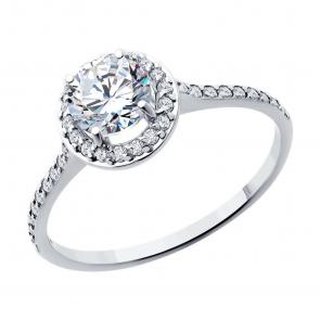 Кольцо из белого золота SOKOLOV с фианитом 019379-3 фото