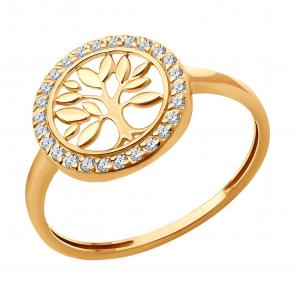 Золотое кольцо SOKOLOV с фианитом 019383 фото