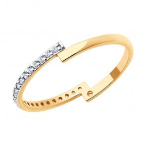 Золотое кольцо SOKOLOV с фианитом 019386 фото