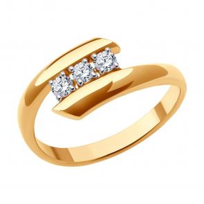 Золотое кольцо SOKOLOV с фианитом 019399 фото