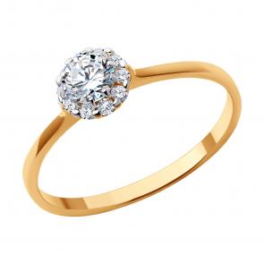 Золотое кольцо SOKOLOV с фианитом 019416 фото