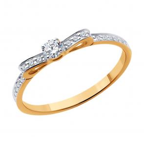 Золотое кольцо SOKOLOV с фианитом 019423 фото