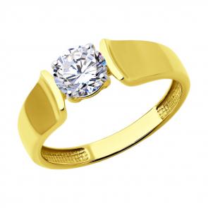 Кольцо из лимонного золота SOKOLOV с фианитом 019428-2 фото