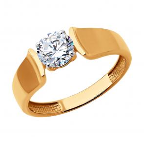 Золотое кольцо SOKOLOV с фианитом 019428 фото