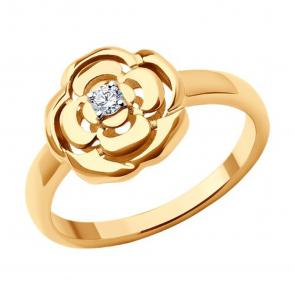 Золотое кольцо SOKOLOV с фианитом 019429 фото
