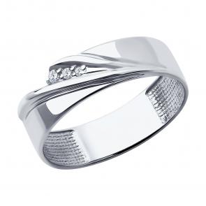 Кольцо из белого золота SOKOLOV с фианитом 019439-3 фото