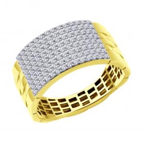 Кольцо из лимонного золота SOKOLOV с фианитом 019441-2 фото